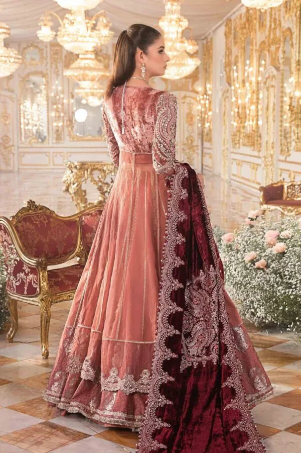 Maria B Unstitch Embroidered Salmon Pink BD-2701 - Image 2